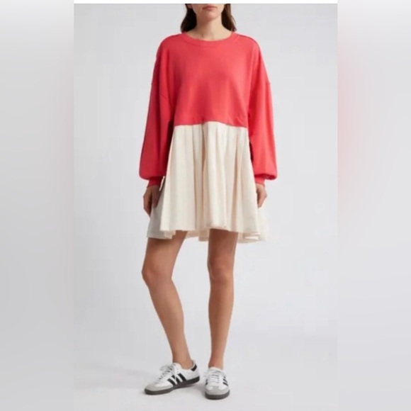 NWT Free People Eleanor Sweatshirt In Watermelon Wedge Combo - Picture 4 of 6
